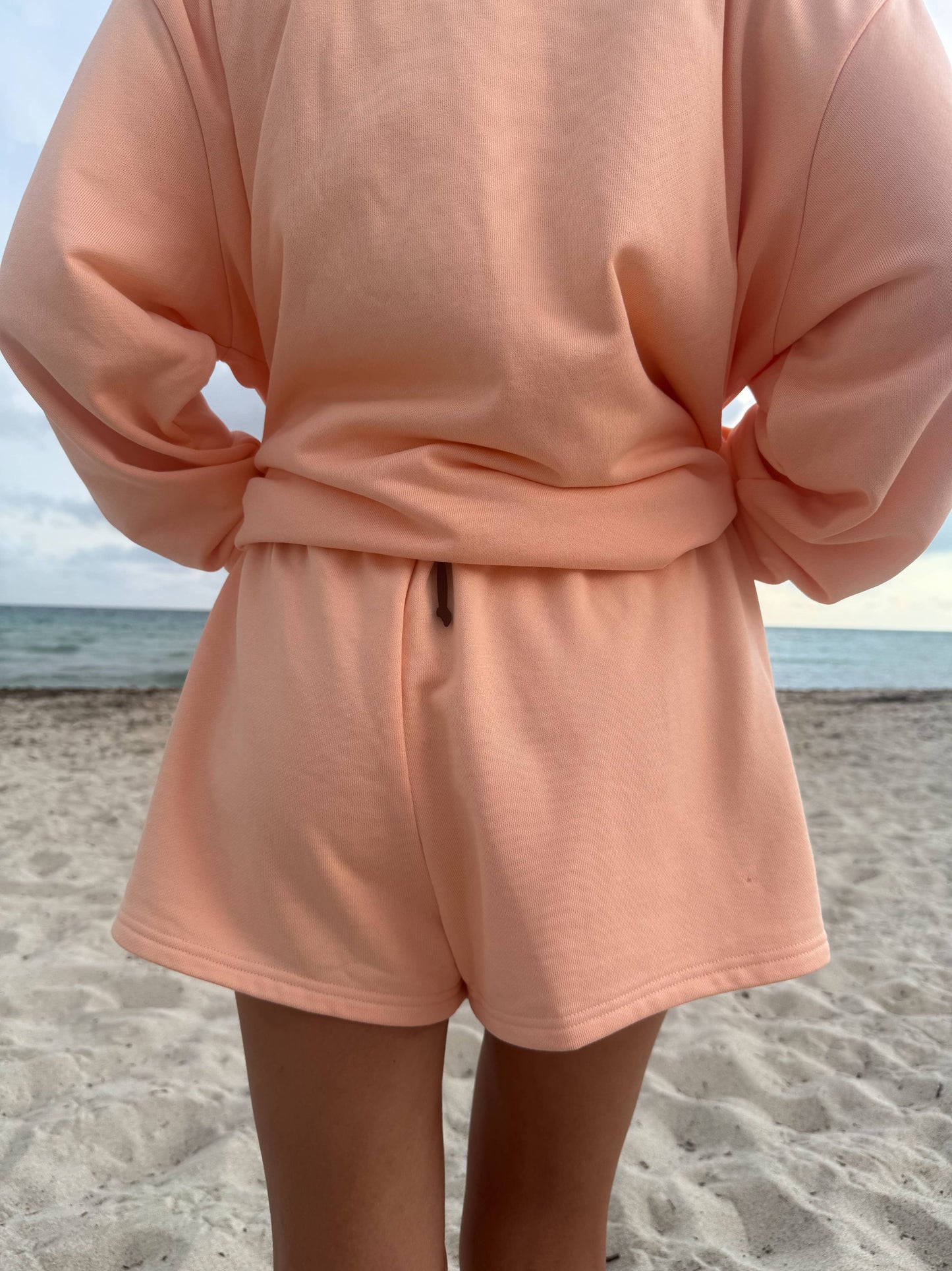 Orange Embroidered Sweat Shorts