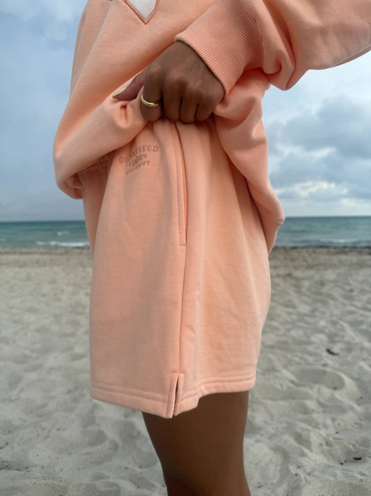 Orange Embroidered Sweat Shorts