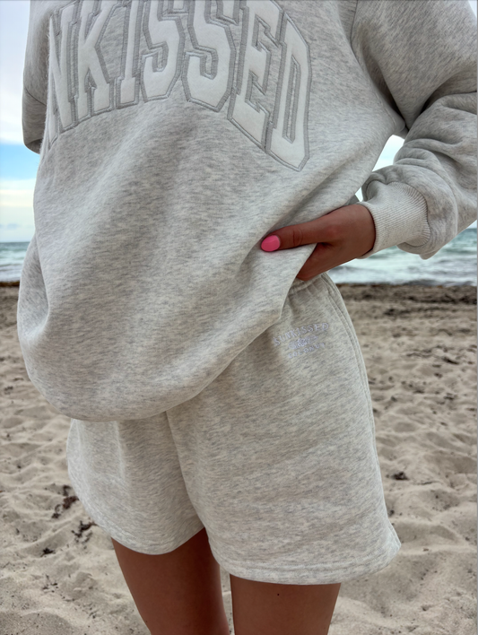 Pearl Grey Varsity Sunkissed Embroidered Mockneck