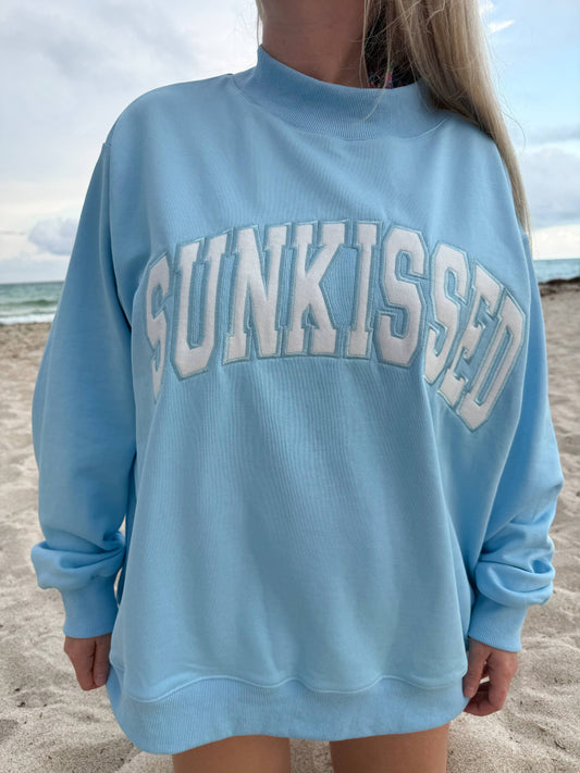 Blue Varsity Sunkissed Embroidered Mockneck