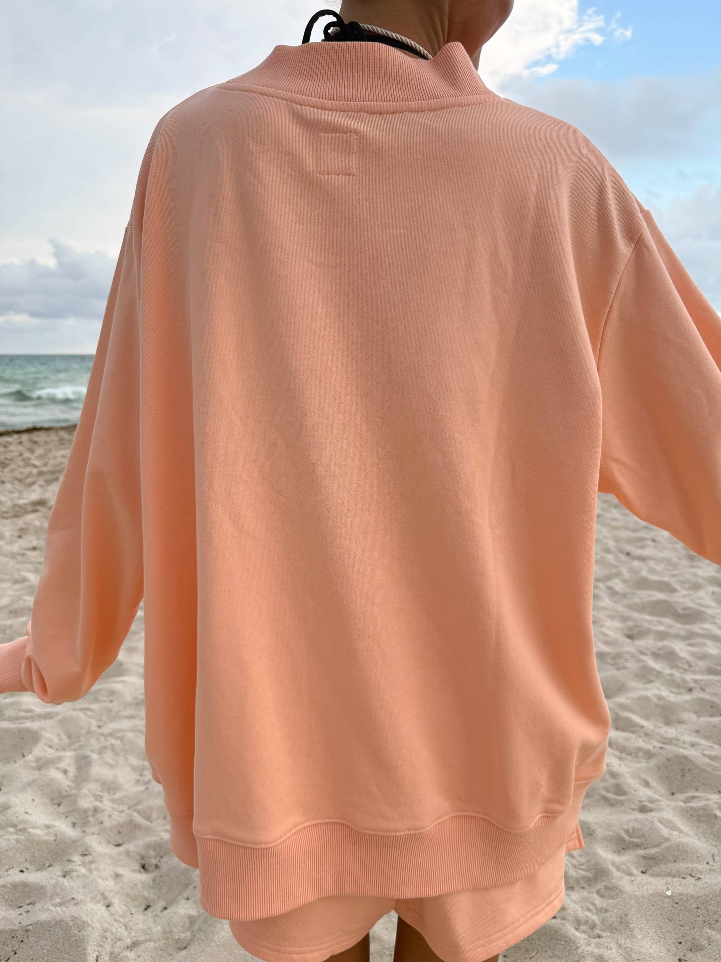 Orange Sunkissed Embroidered Mockneck