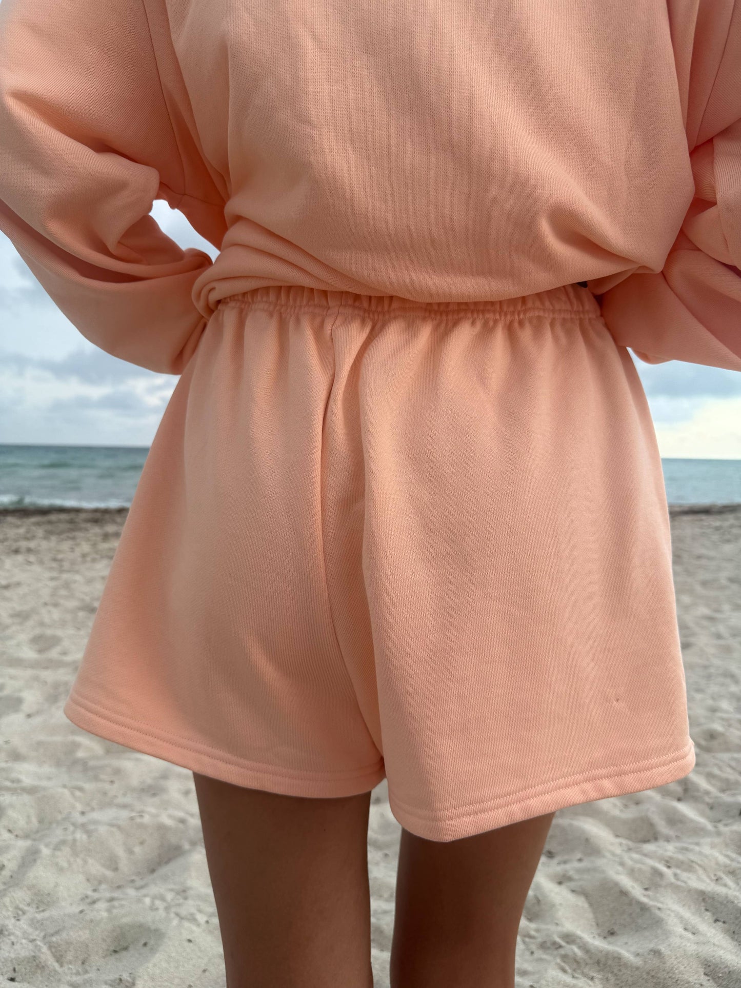 Orange Embroidered Sweat Shorts