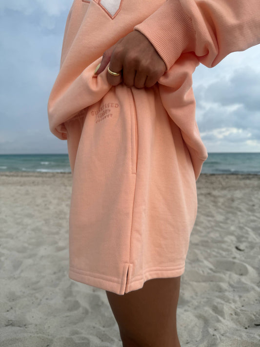Orange Embroidered Sweat Shorts