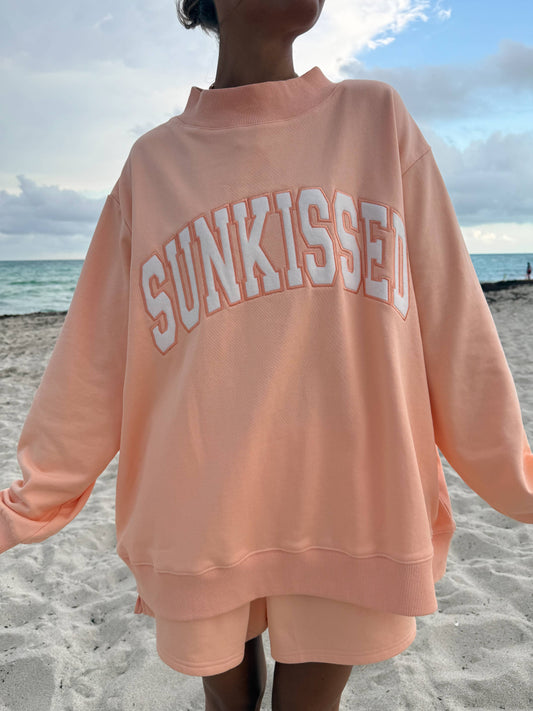 Orange Sunkissed Embroidered Mockneck